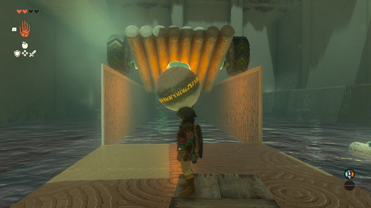 Tears of the Kingdom - Tukarok Shrine - Driving a vehicle over two thin walls