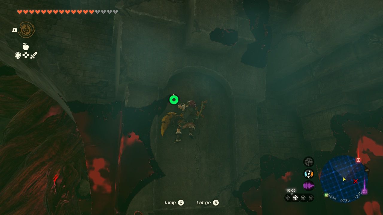 Tears of the Kingdom - Under Hyrule Castle - Climbing up the broken bridge