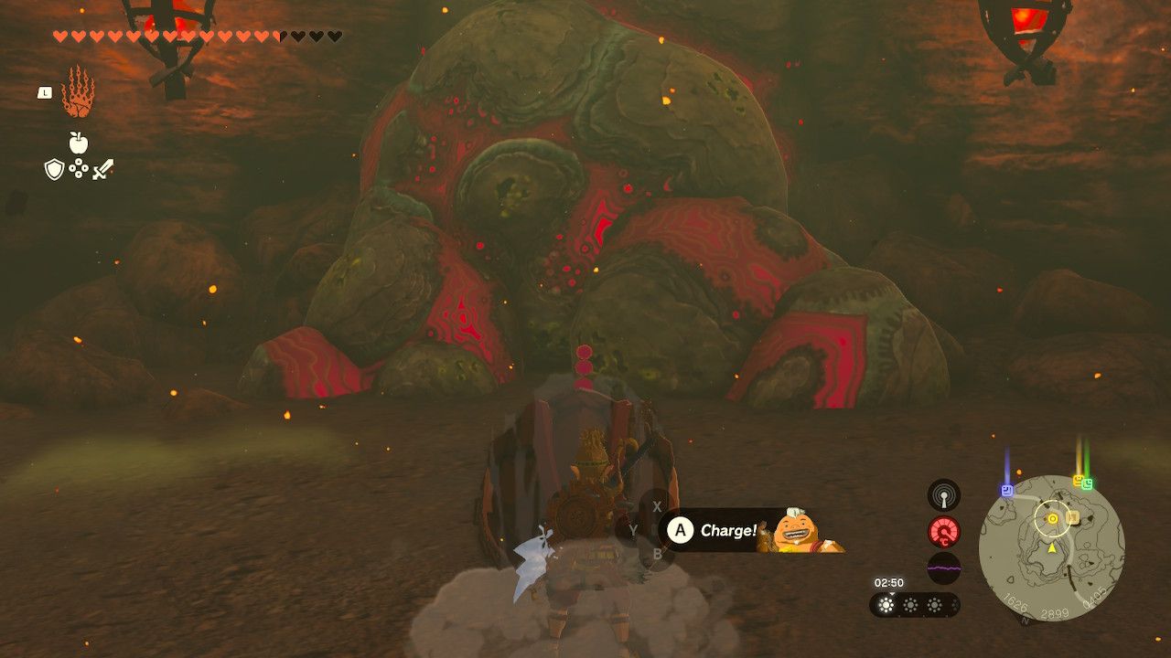 Tears of the Kingdom - Using Yunobo to destroy marbled rock