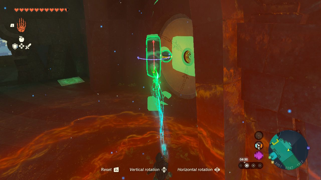 Tears of the Kingdom - Water Temple - Using a Hover Stone to keep a ball in place in a slot