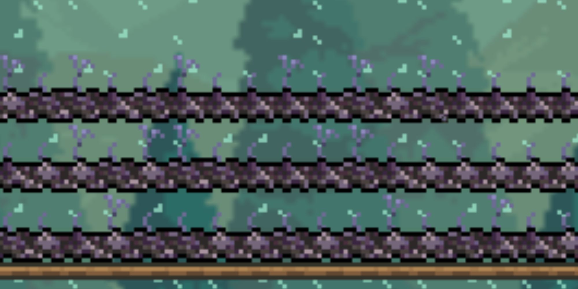 A Deathweed farm in Terraria.