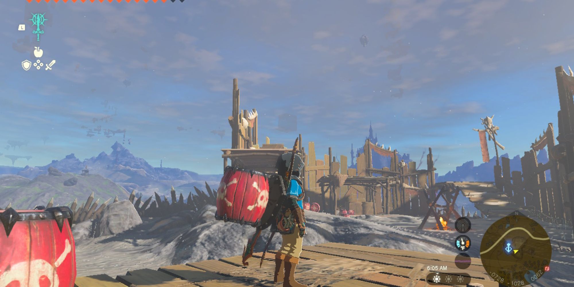 the legend of zelda tears of the kingdom a bomb barrel fused to a knight's shield at the hyrule field skyview tower