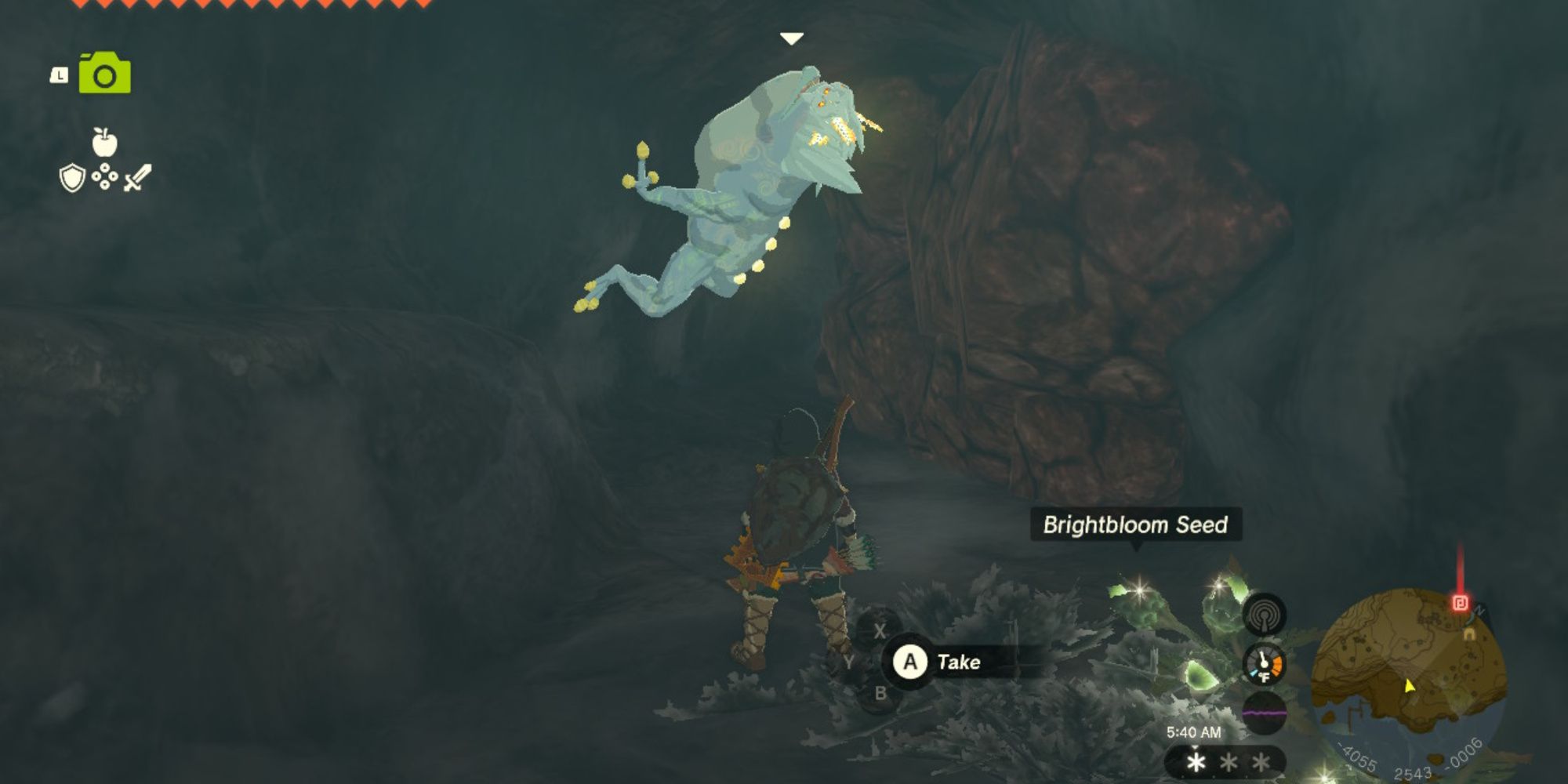 the legend of zelda tears of the kingdom bubbulfrog in a cave