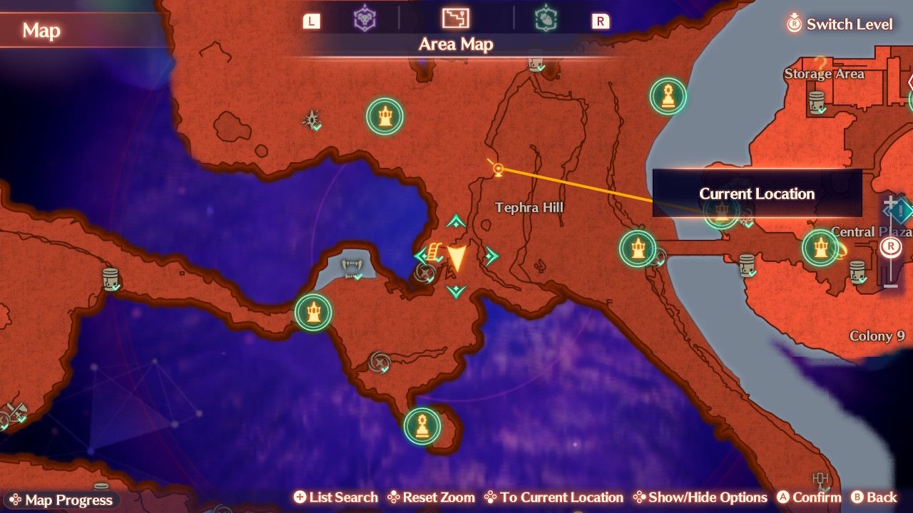 The location of a Dance Apple on the map in Xenoblade Chronicles 3: Future Redeemed.