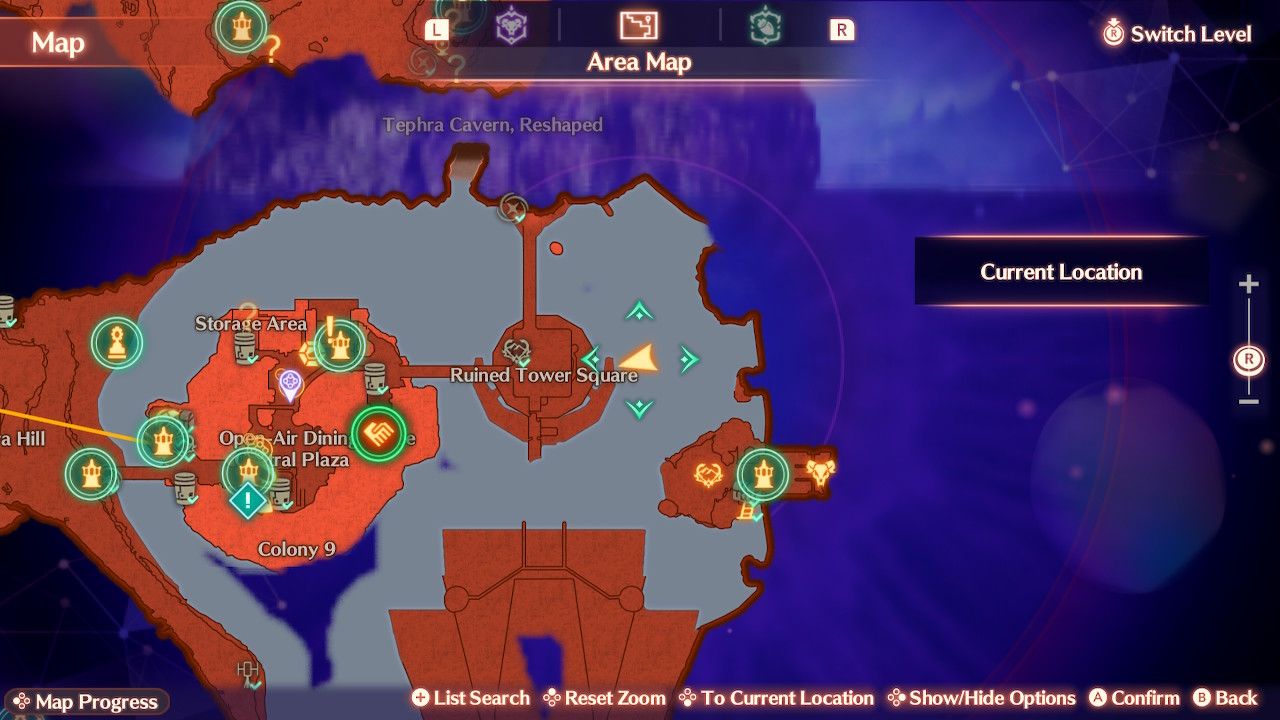 A map of Yesterdale in Xenoblade Chronicles 3: Future Redeemed.