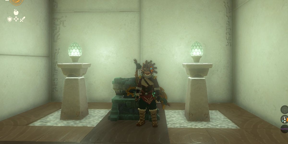 Link stands beside the Sikukuu Shrine Reward Chest in The Legend of Zelda: Tears of the Kingdom.