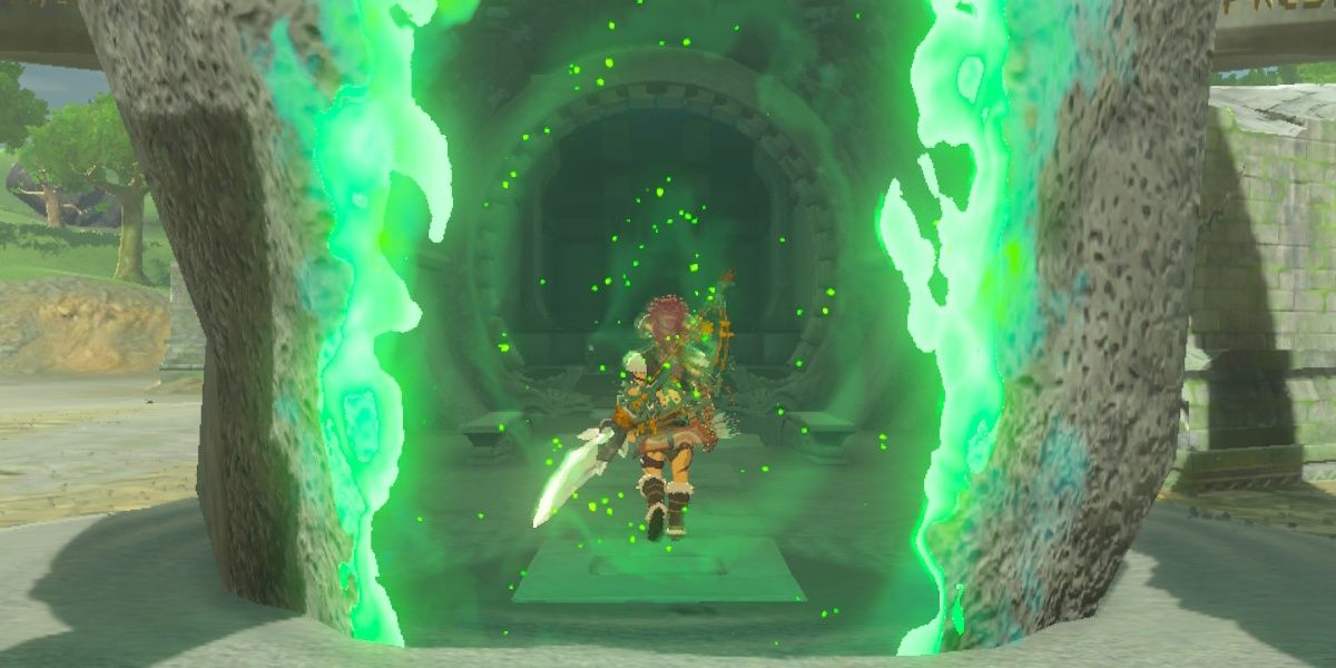 Link enters Susuyai Shrine.