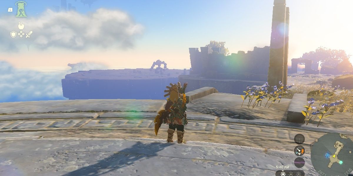 Link at The Necluda Sky Crystal looking in the distance in The Legend Of Zelda: Tears of the Kingdom.