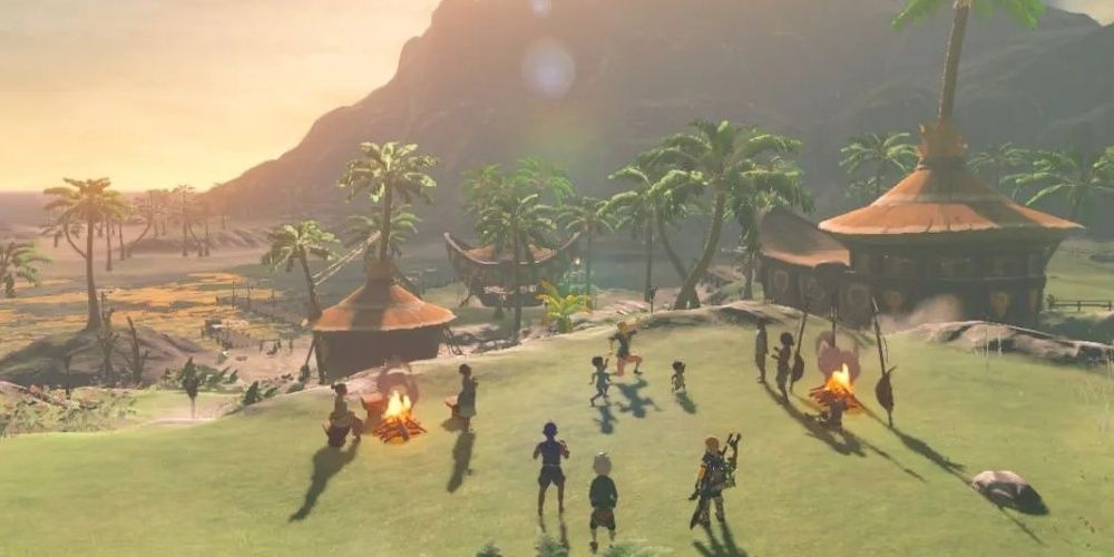A party takes place in Lurelin village in The Legend of Zelda Tears of the Kingdom the video game