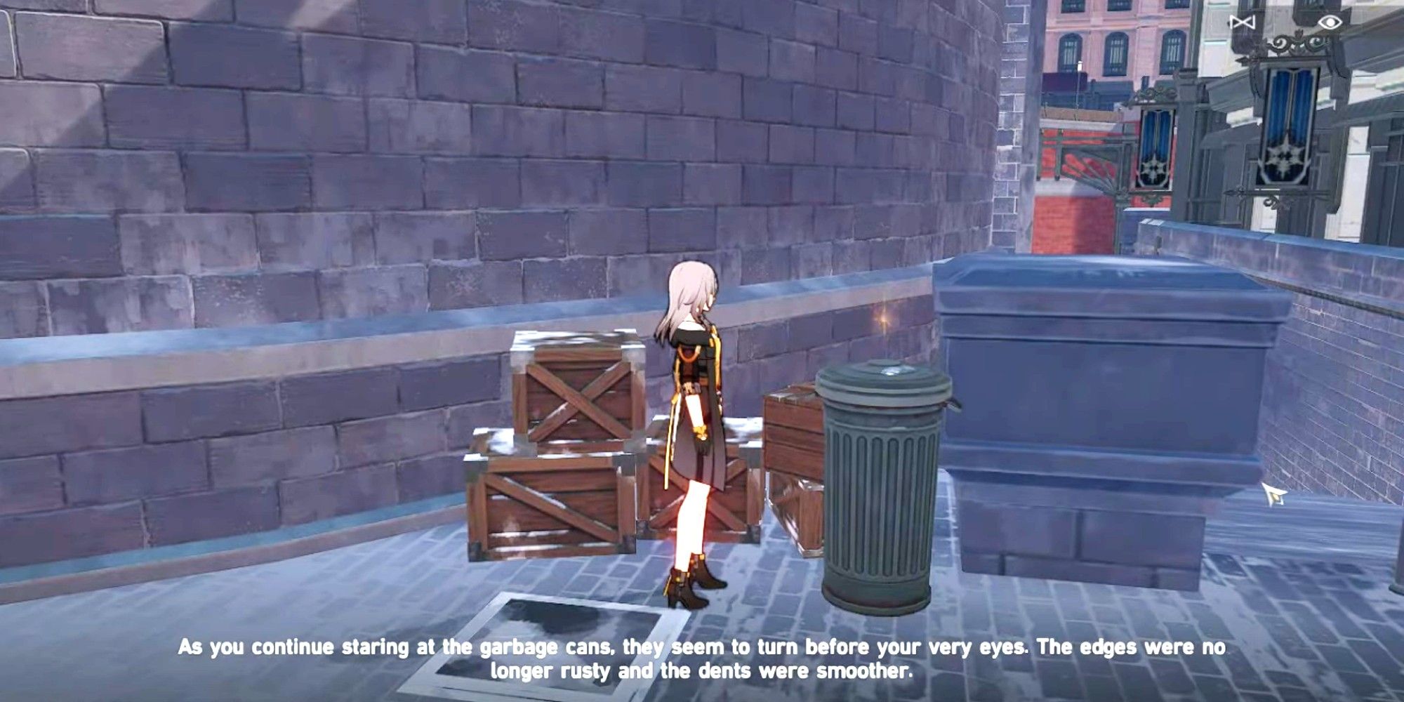 Trailblazer gives her inner thoughts and out the hypnotizing trash can in front of her