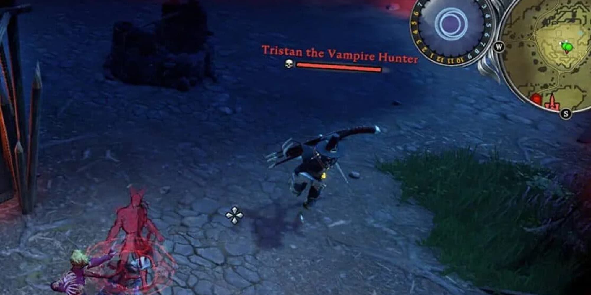 Tristan The Vampire Hunter rushes in to attack a vampire in V Rising.