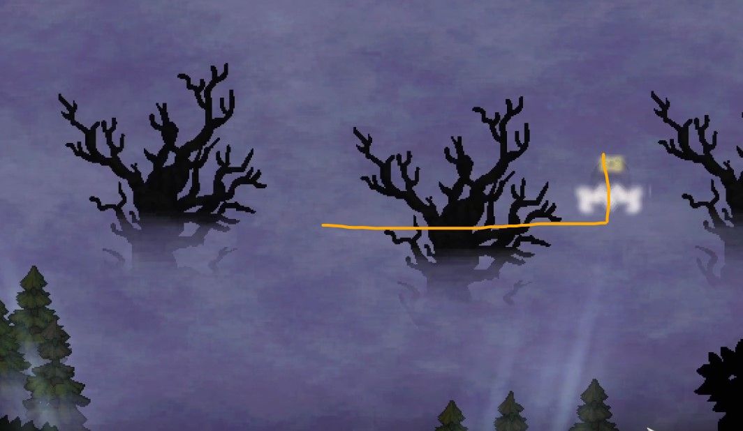 sun haven player in fog puzzle with orange line