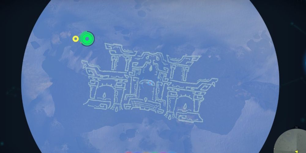 A geoglyph of a castle as seen from the sky in The Legend of Zelda Tears of the Kingdom the video game