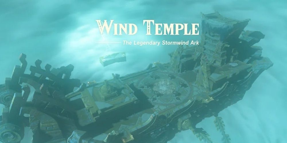 The wind temple soaring through the sky in The Legend of Zelda Tears of the Kingdom the video game