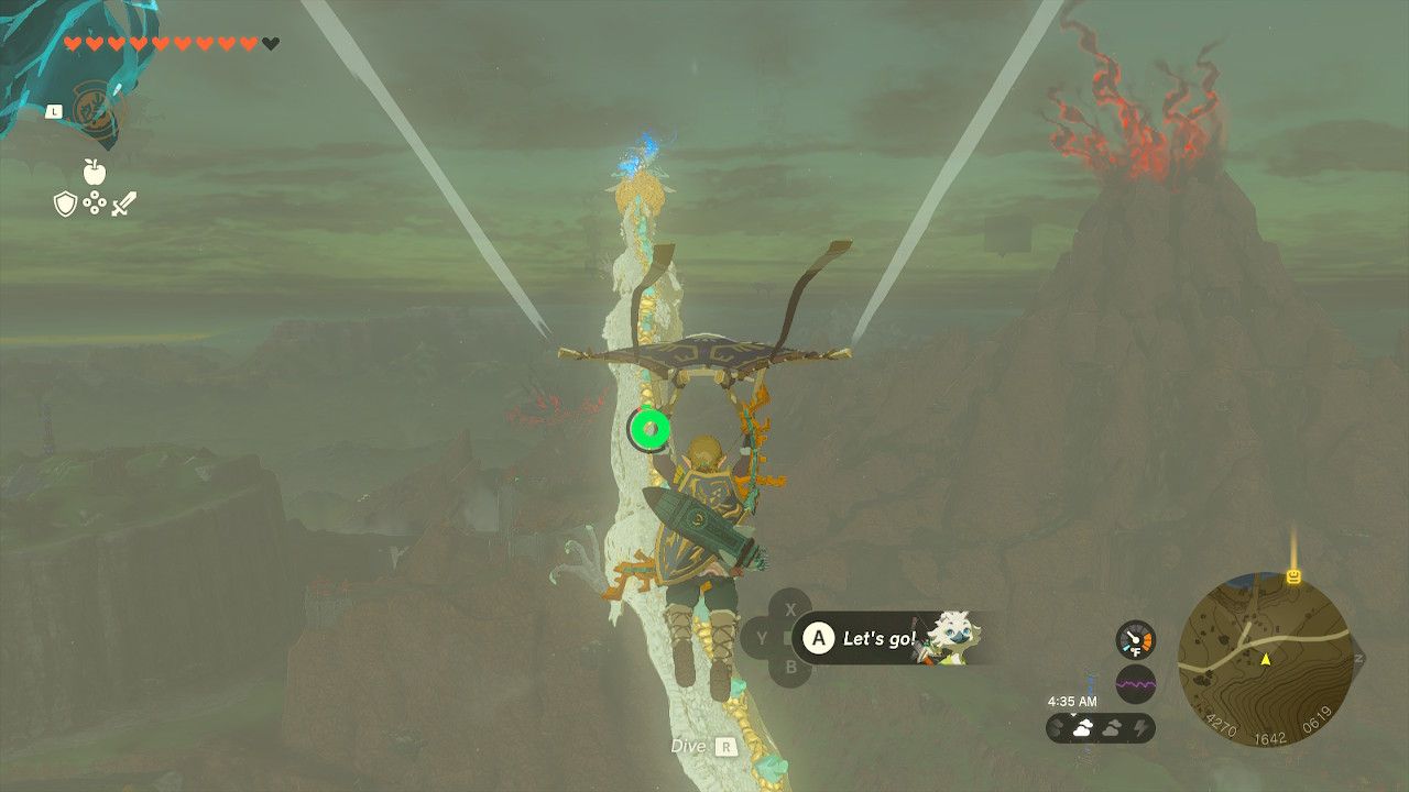 Link Glides Toward Light Dragon Flying To Eldin