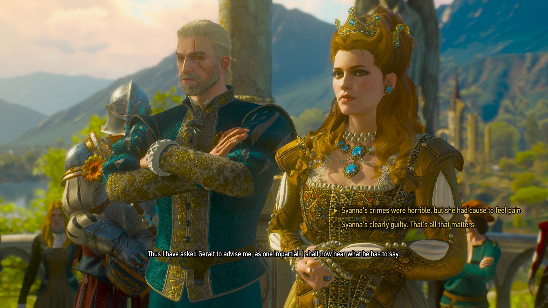 A screenshot of The Witcher 3's dialogue menu with the correct option selected.