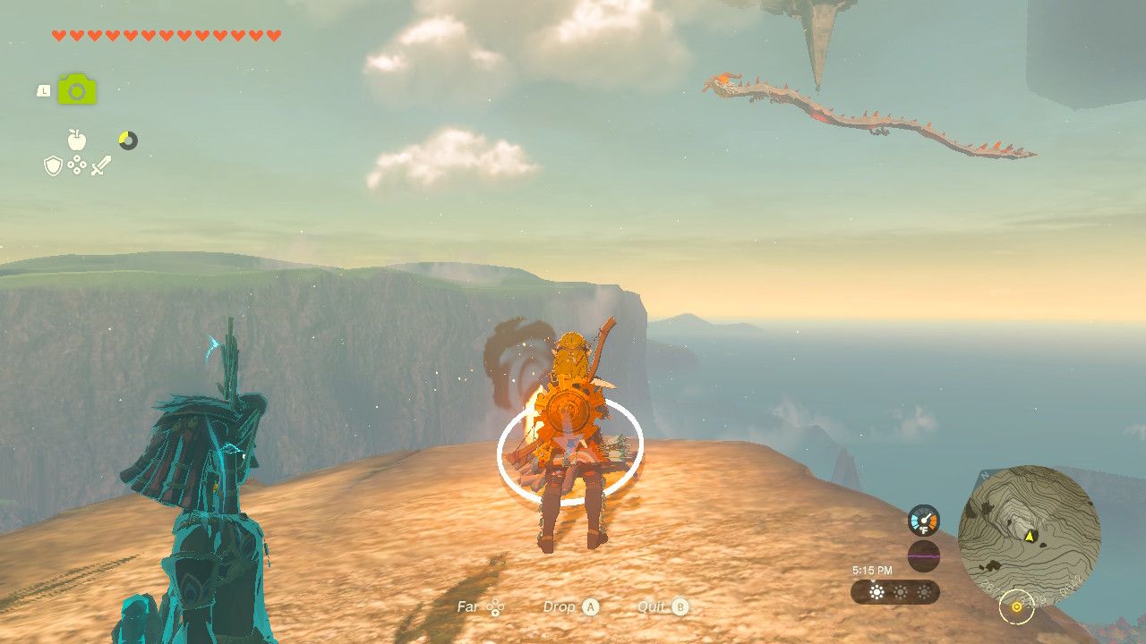 Link Prepares To Throw Pine Cone On Fire To Reach Dinraal