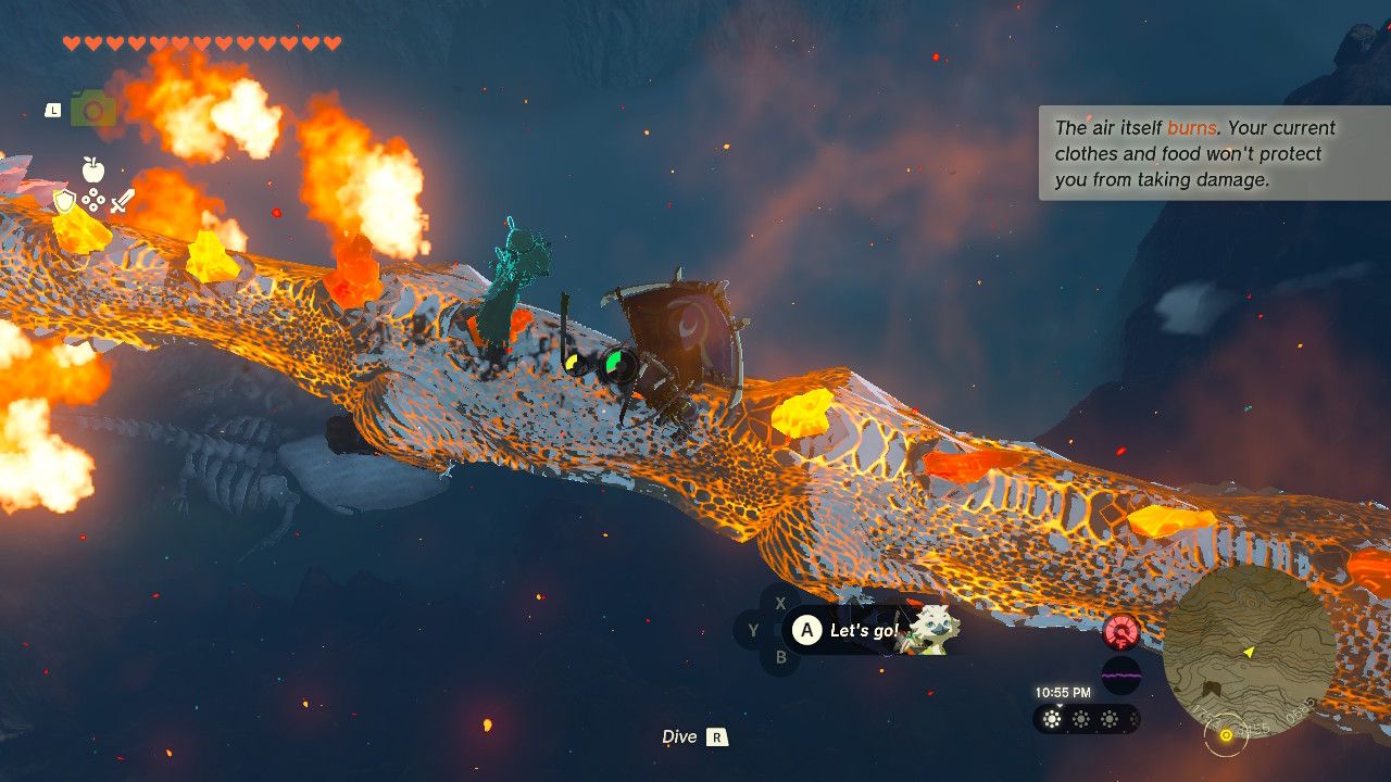 Link Glides Down Onto Dinraal As He Enters Extreme Heat Zone