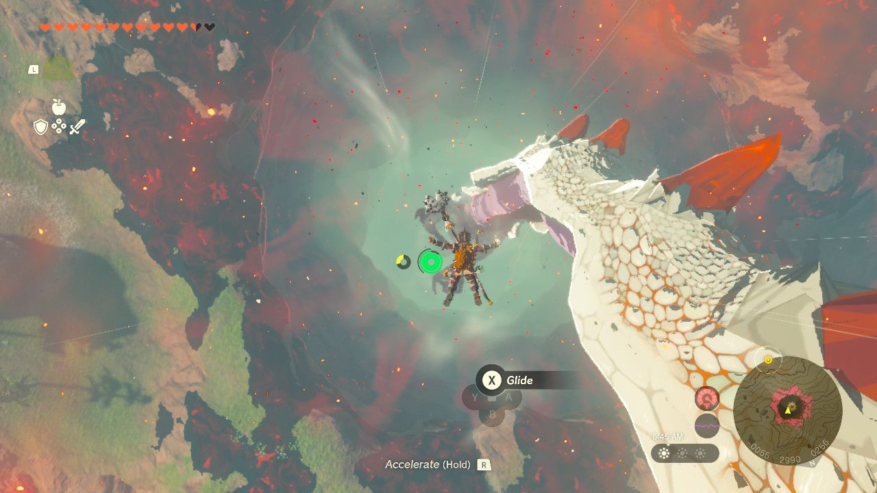 Link Dives Into A Chasm With Dinraal