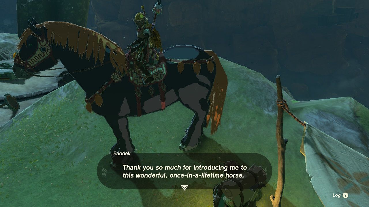 Link Talks To Baddek While On Ganon Giant Horse To Complete Quest