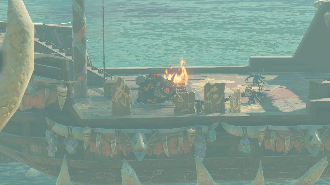 Link Looks At Boss Bokoblin On Pirate Ship Through Camera