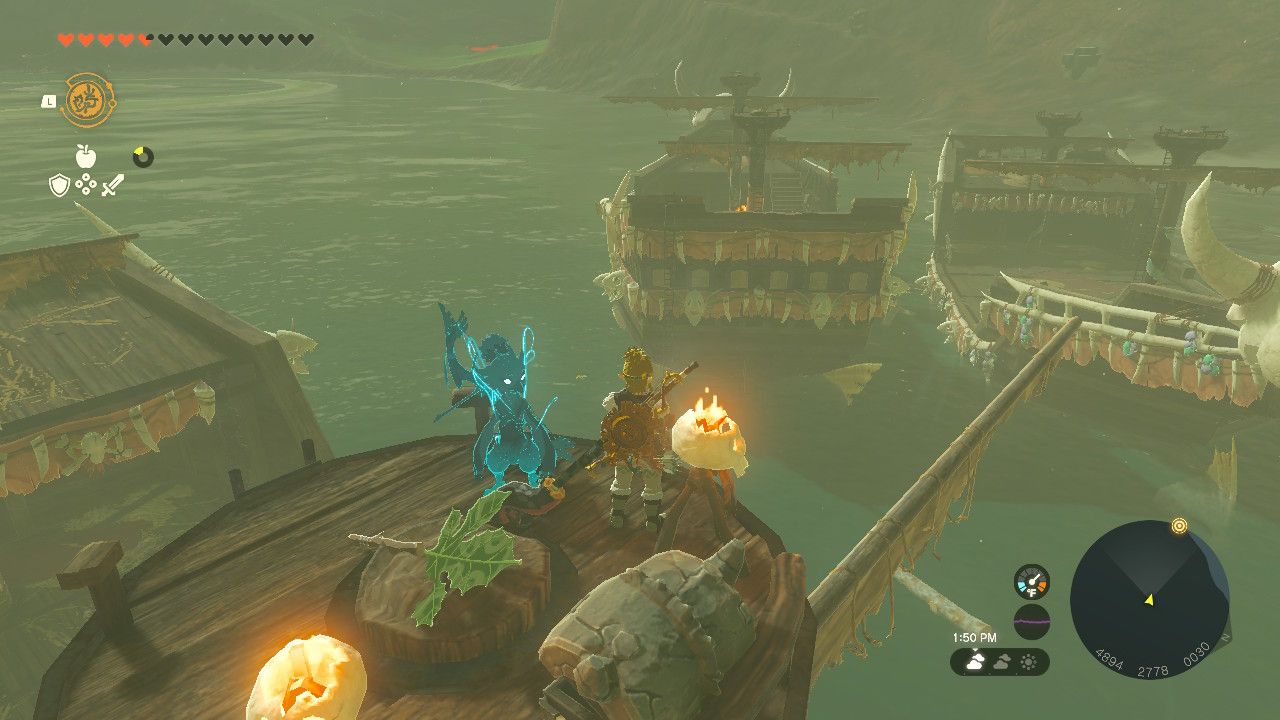 Injured Link Looks Over Cleared Pirate Ships From Crows Nest Chest