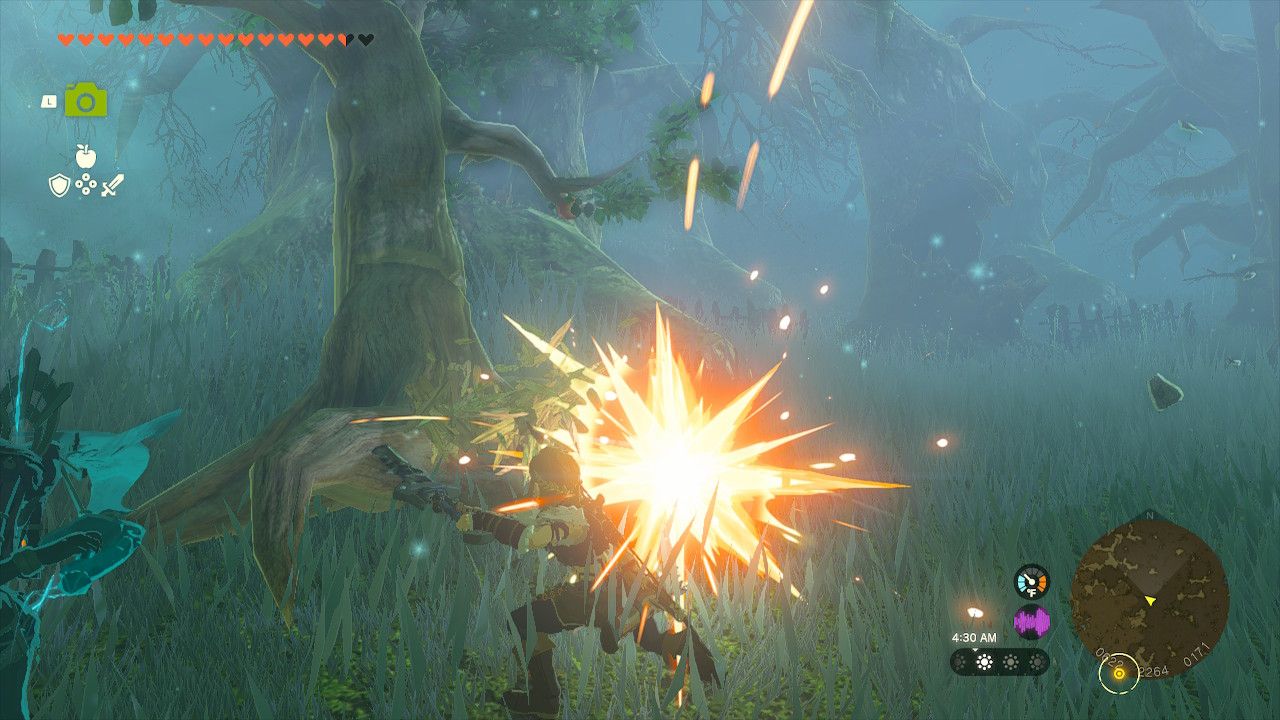 Link Cuts Down Evermean In Korok Forest Mido Swamp With Axe