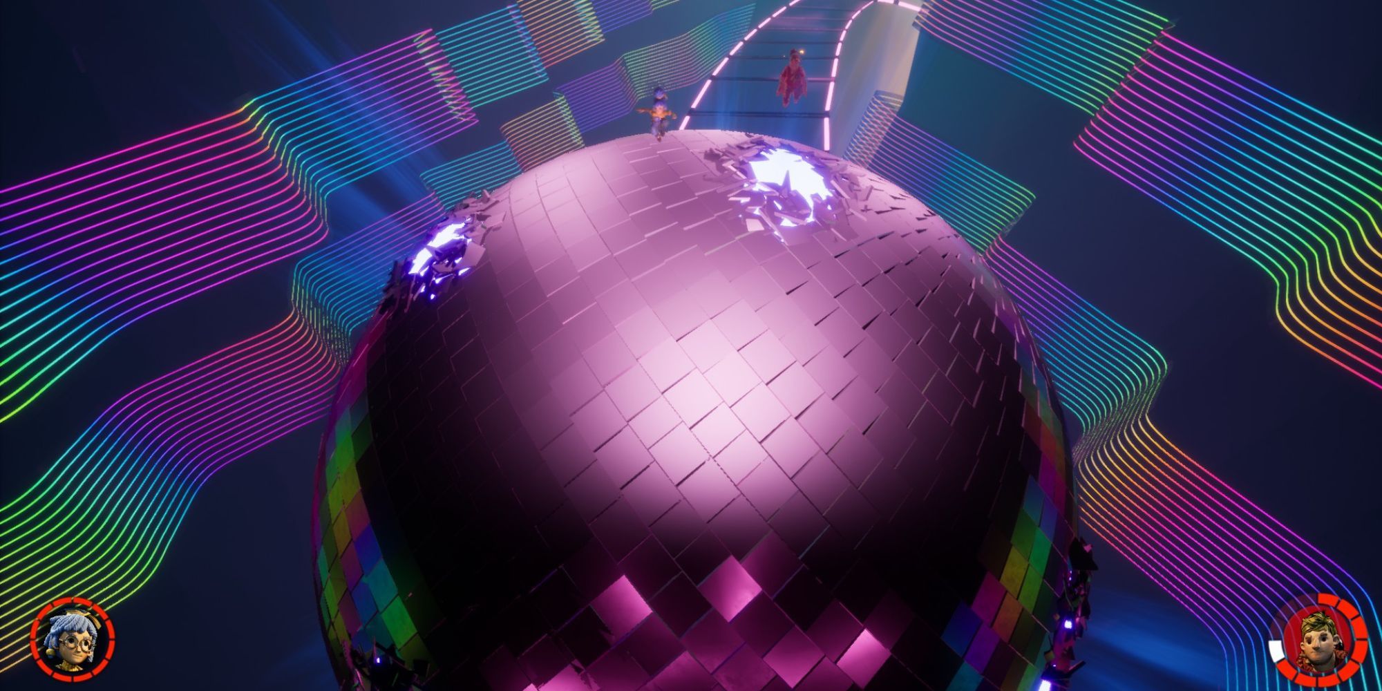 Cody and May land on a giant disco ball