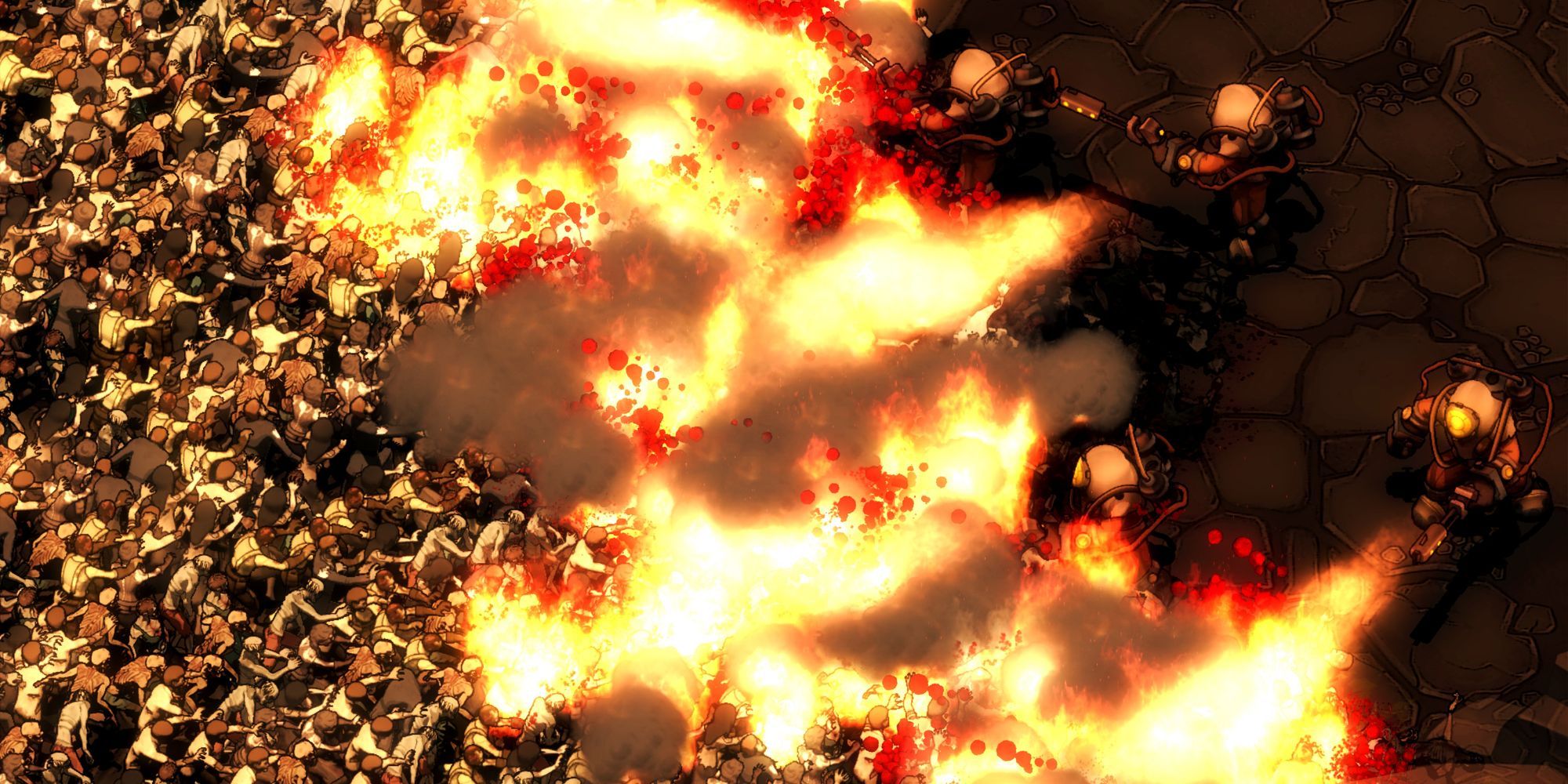 Lucifer units burn a wave of Infected attacking