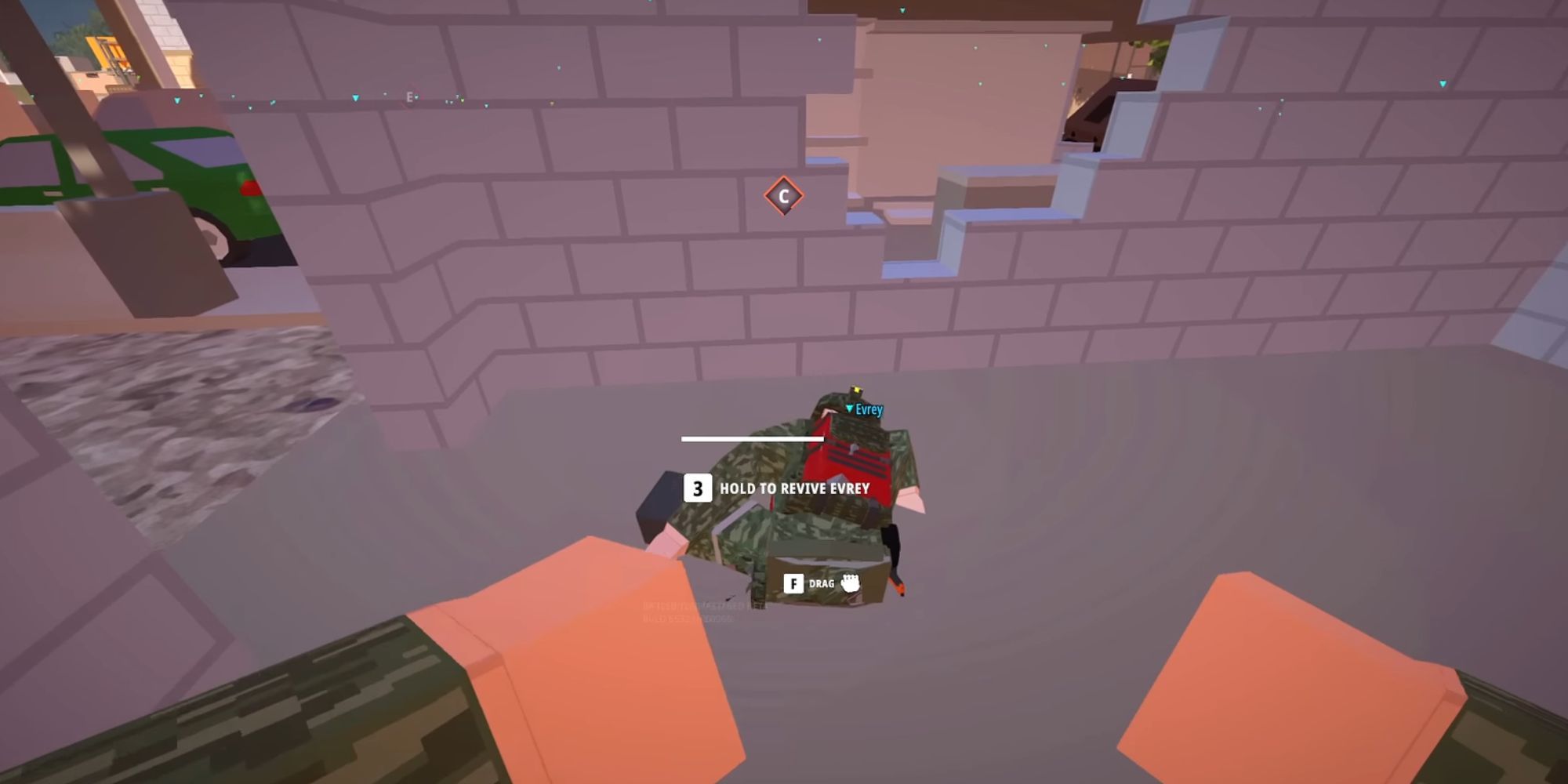 A player reviving their fallen teammate in Battlebit Remastered.