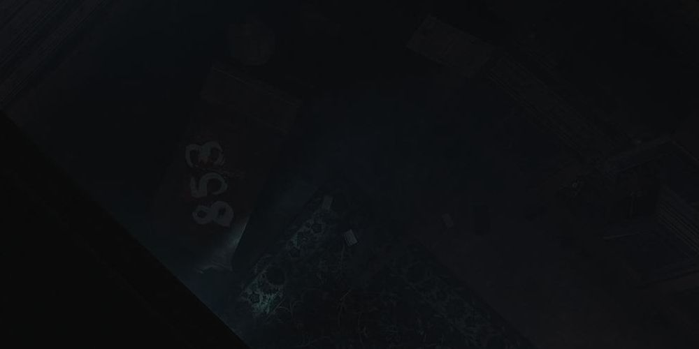 the fallen bookcase with the number 853 painted on the back in Layers of Fear 2023