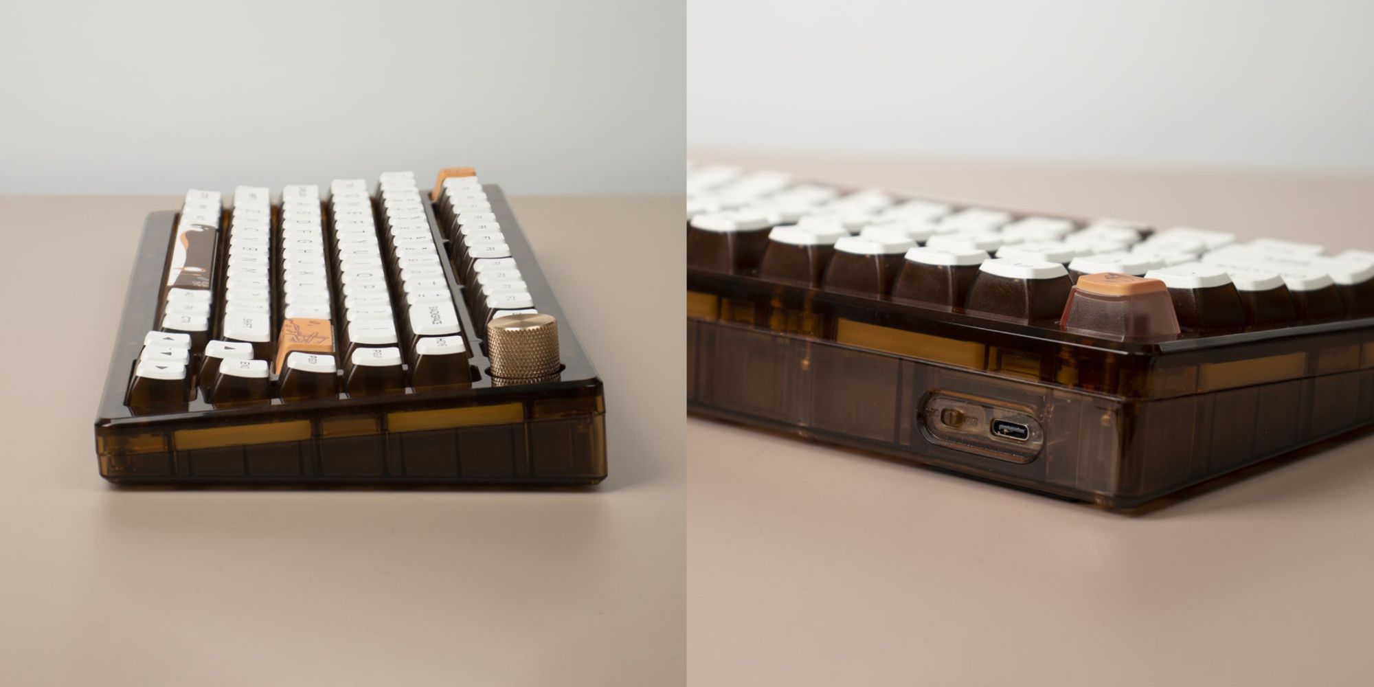 A Womier G75 Keyboard from the side and from the back