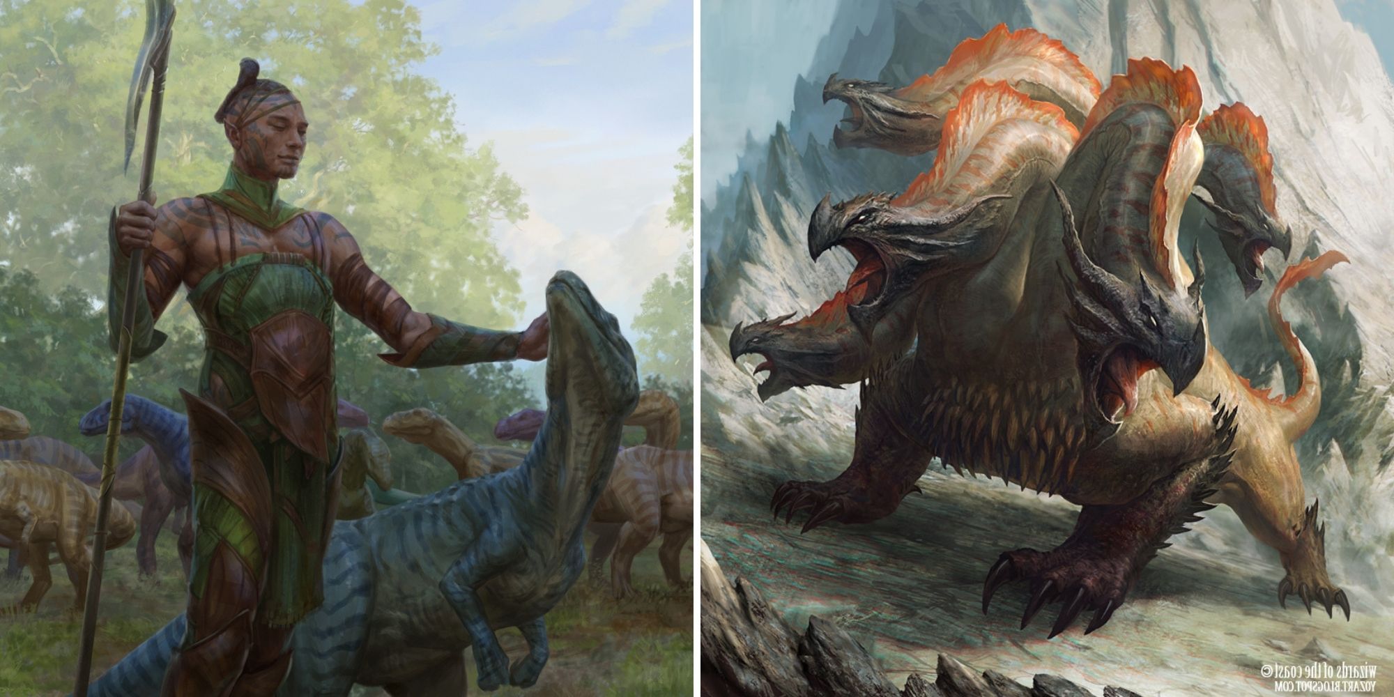 elf dinosaur shepherd and giant hydra