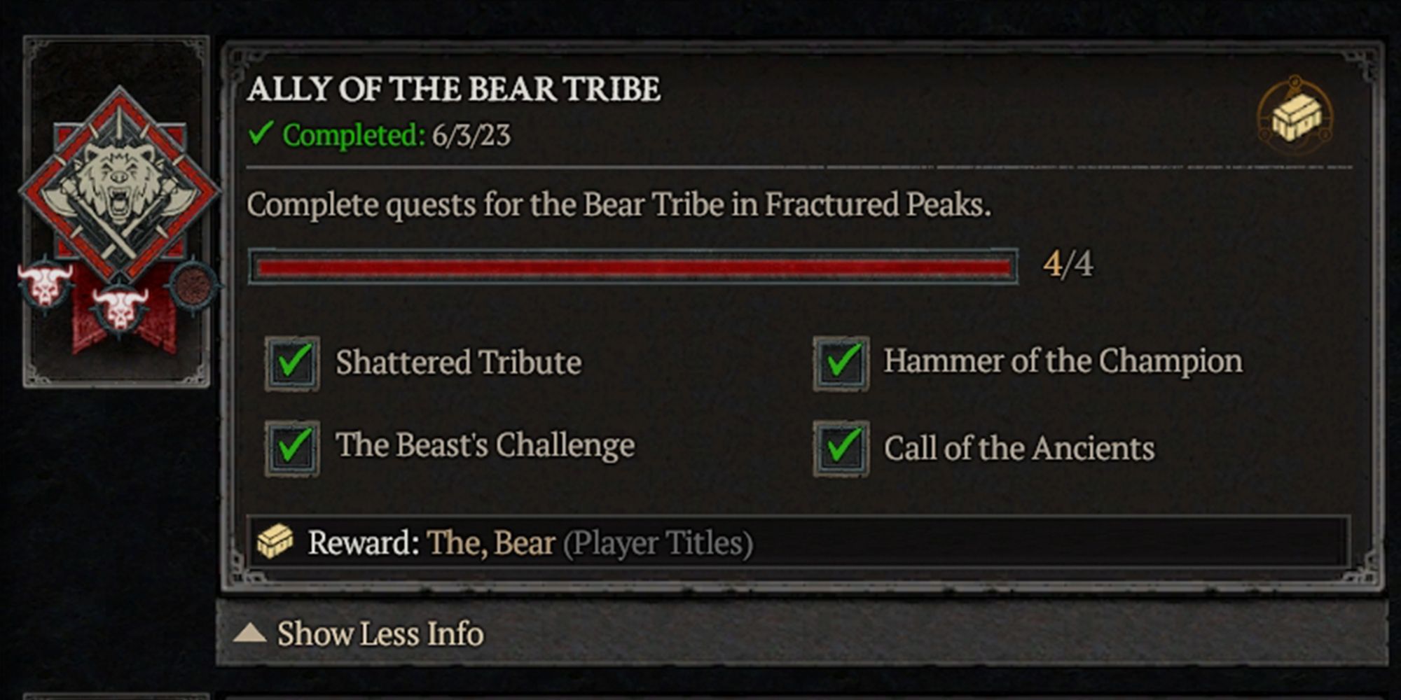 ally of the bear tribe achievement challenge