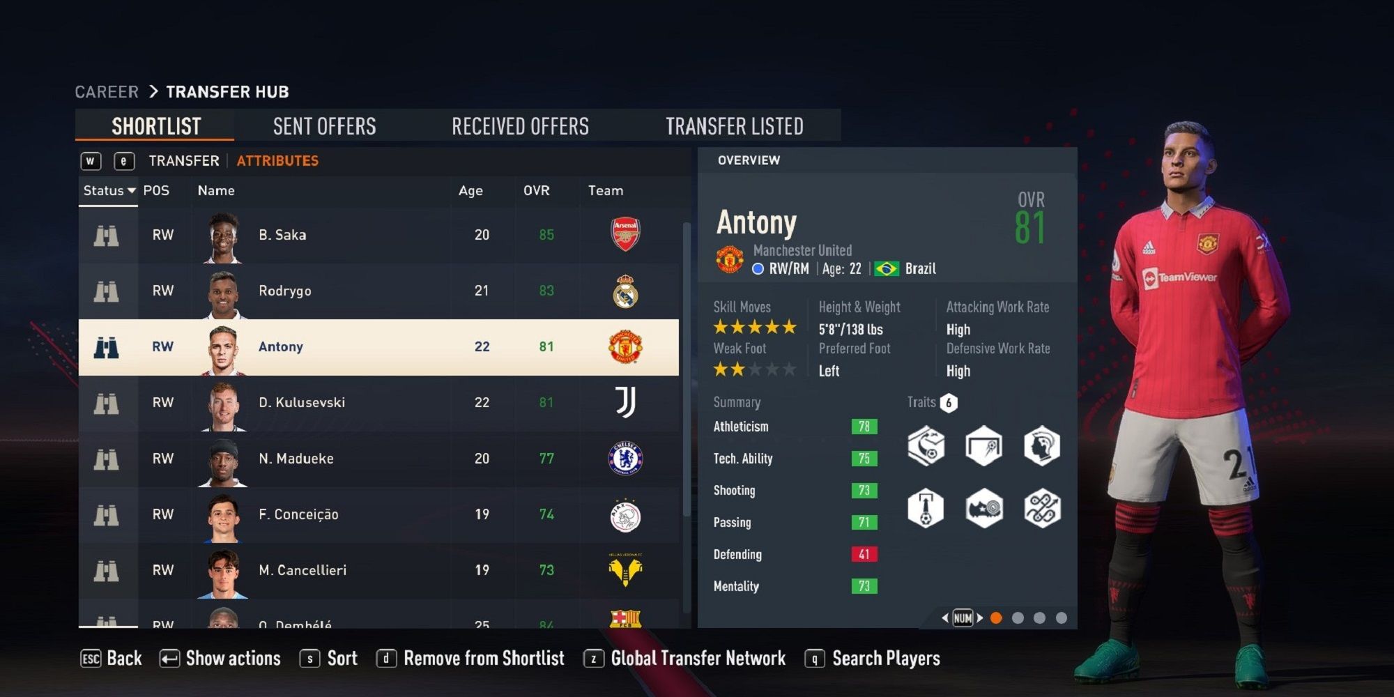 An image of Antony in FIFA 23