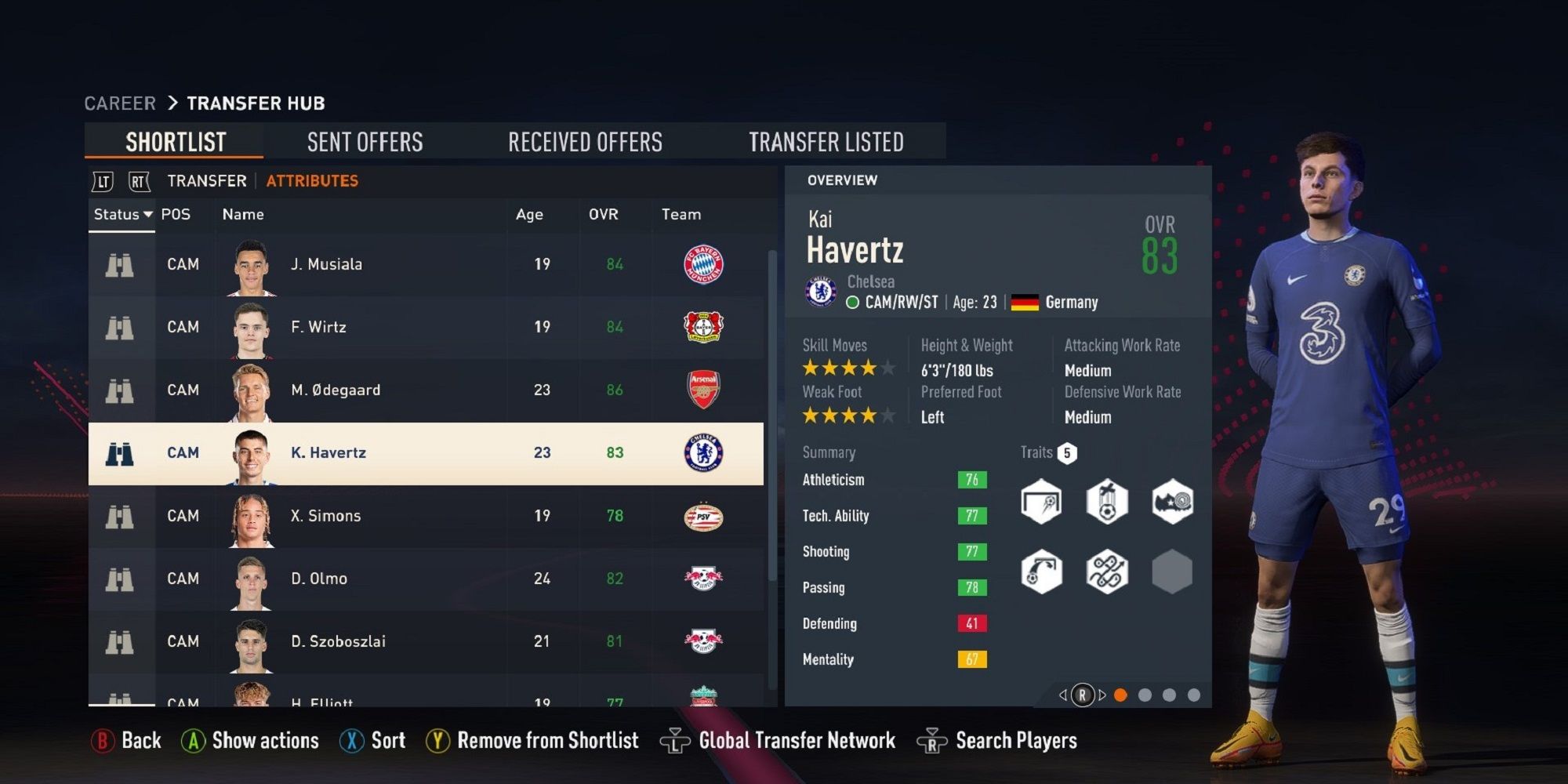 An image of Kai Havertz in FIFA 23