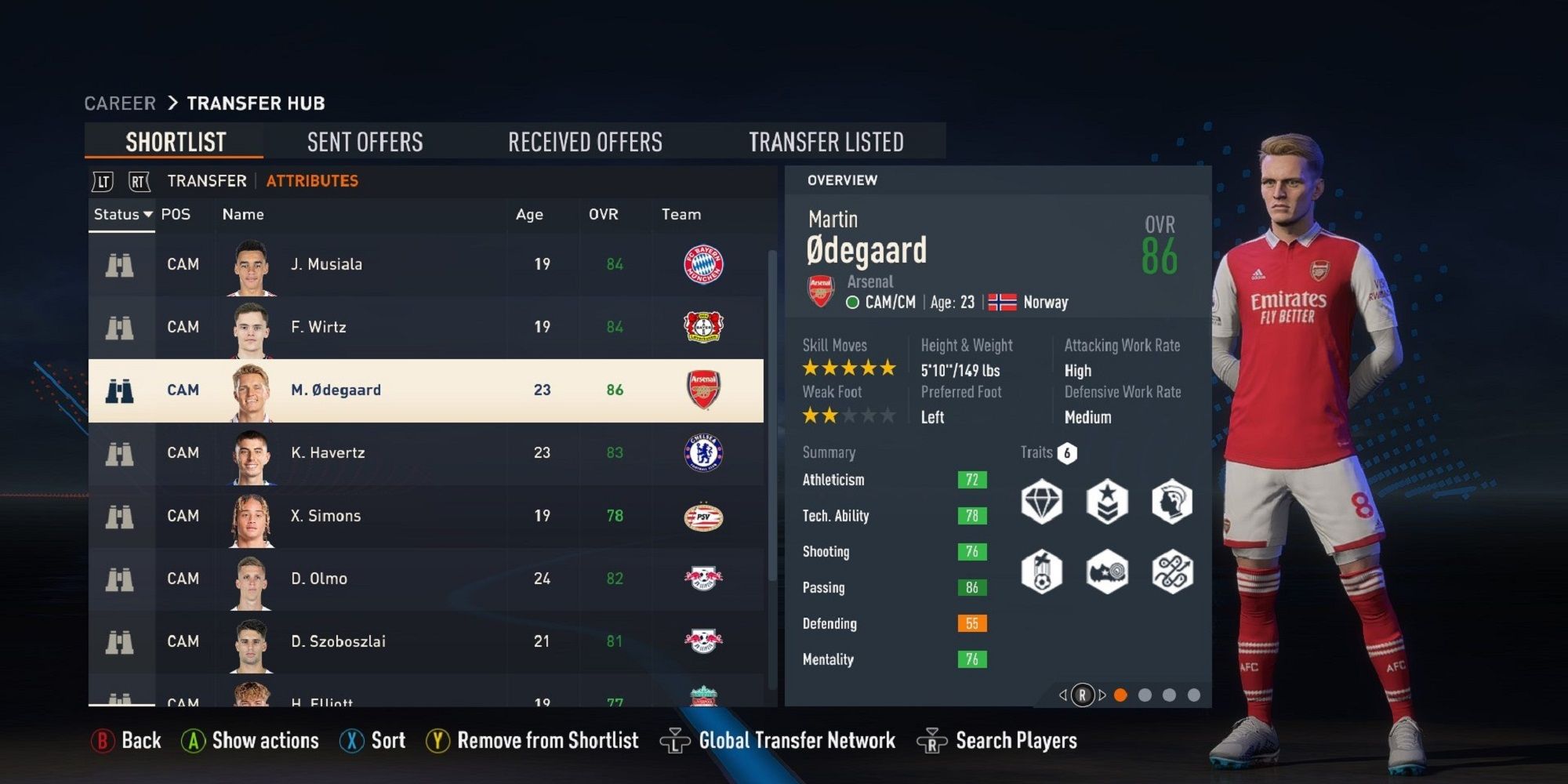 An image of Martin Odegaard in FIFA 23