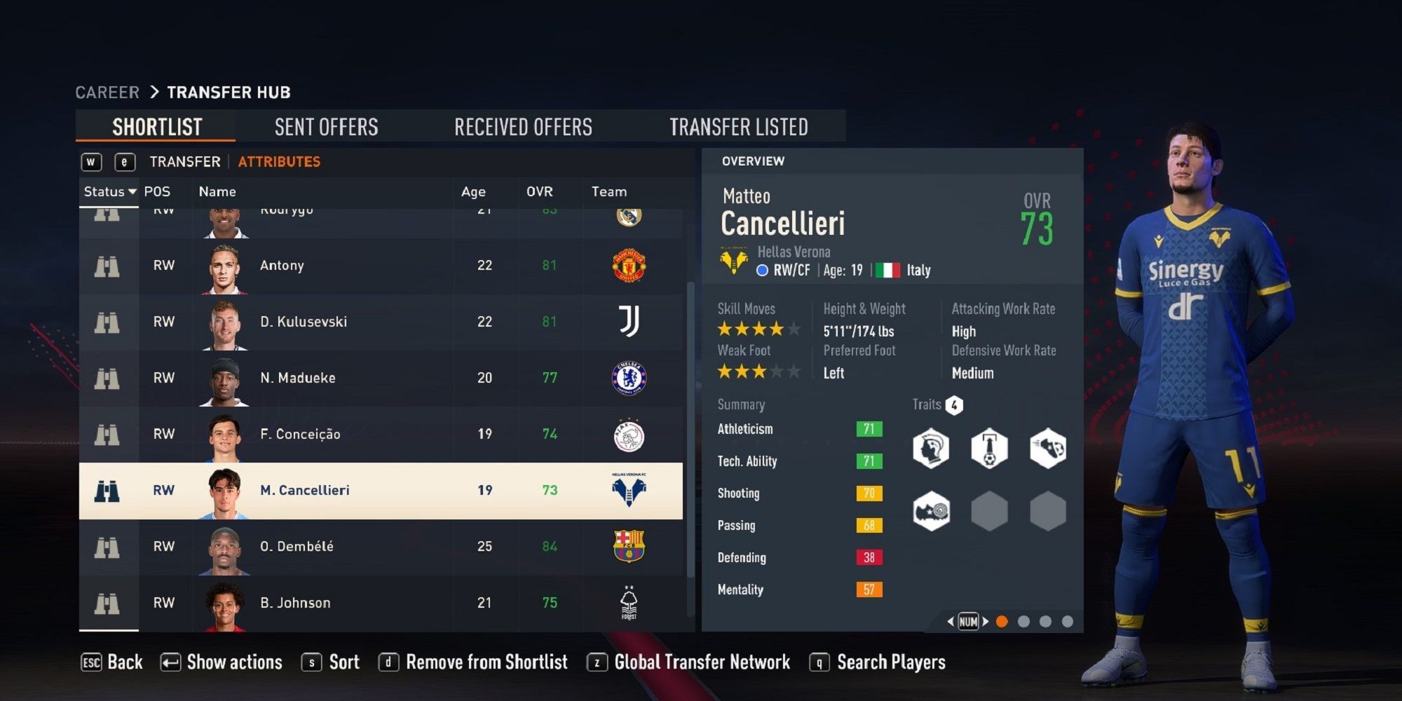 An image of Matteo Cancellieri in FIFA 23