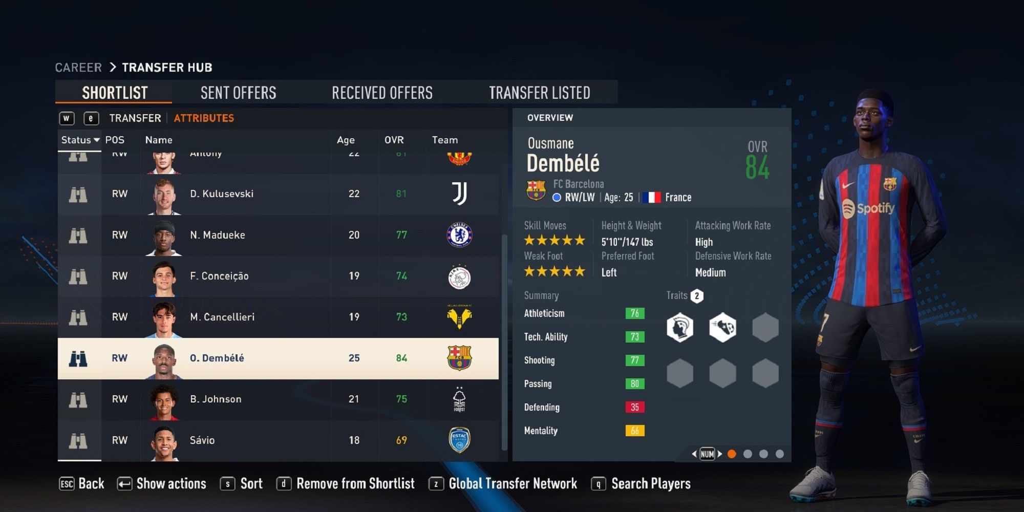 An image of Ousmane Dembele in FIFA 23
