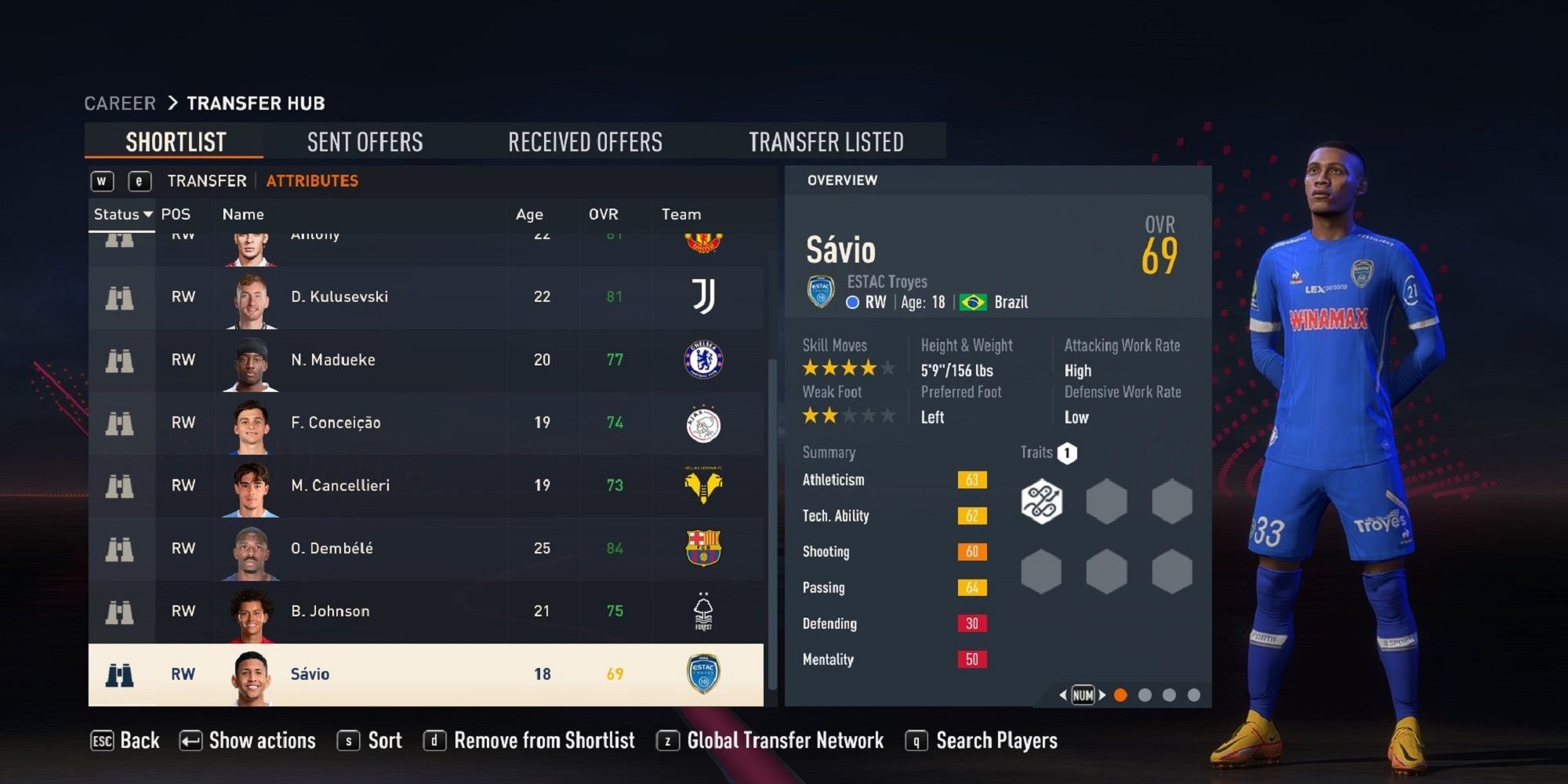 An image of Savio in FIFA 23