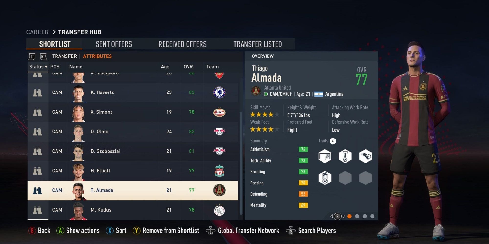 An image of Thiago Almada in FIFA 23