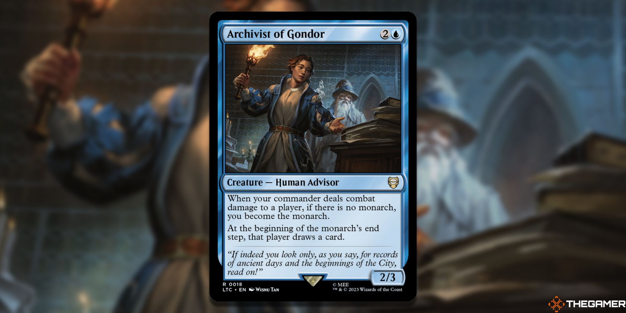 Image of the Archivist of Gondor card in Magic: The Gathering, with art by Wisnu Tan