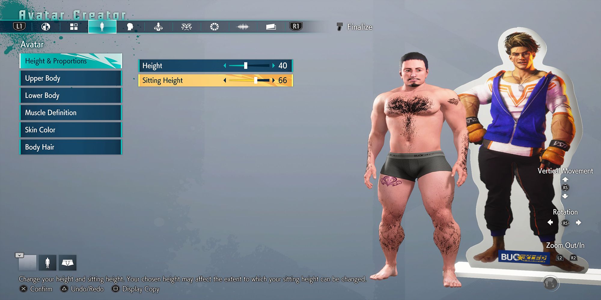 The Avatar Height adjustment tools from Street Fighter 6.