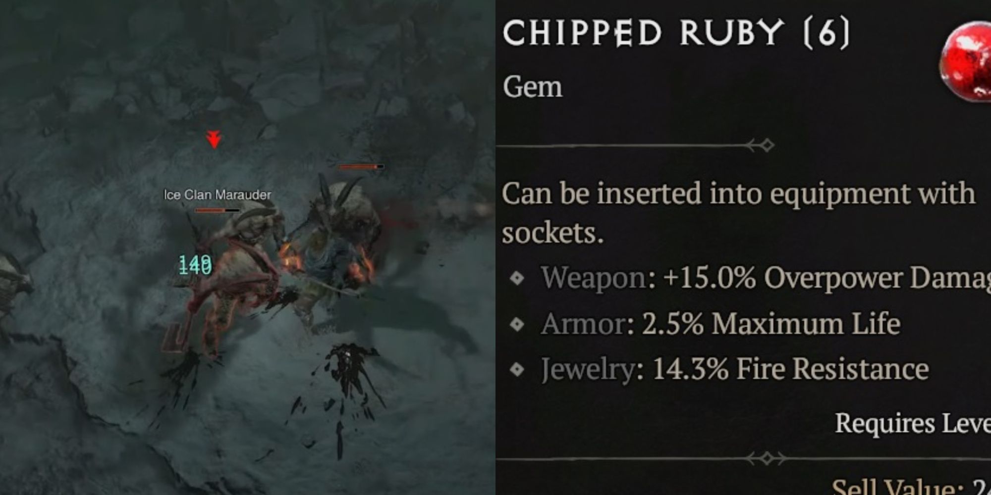 Barbarian Overpower Hits (Left) and a Chipped Ruby (Right)