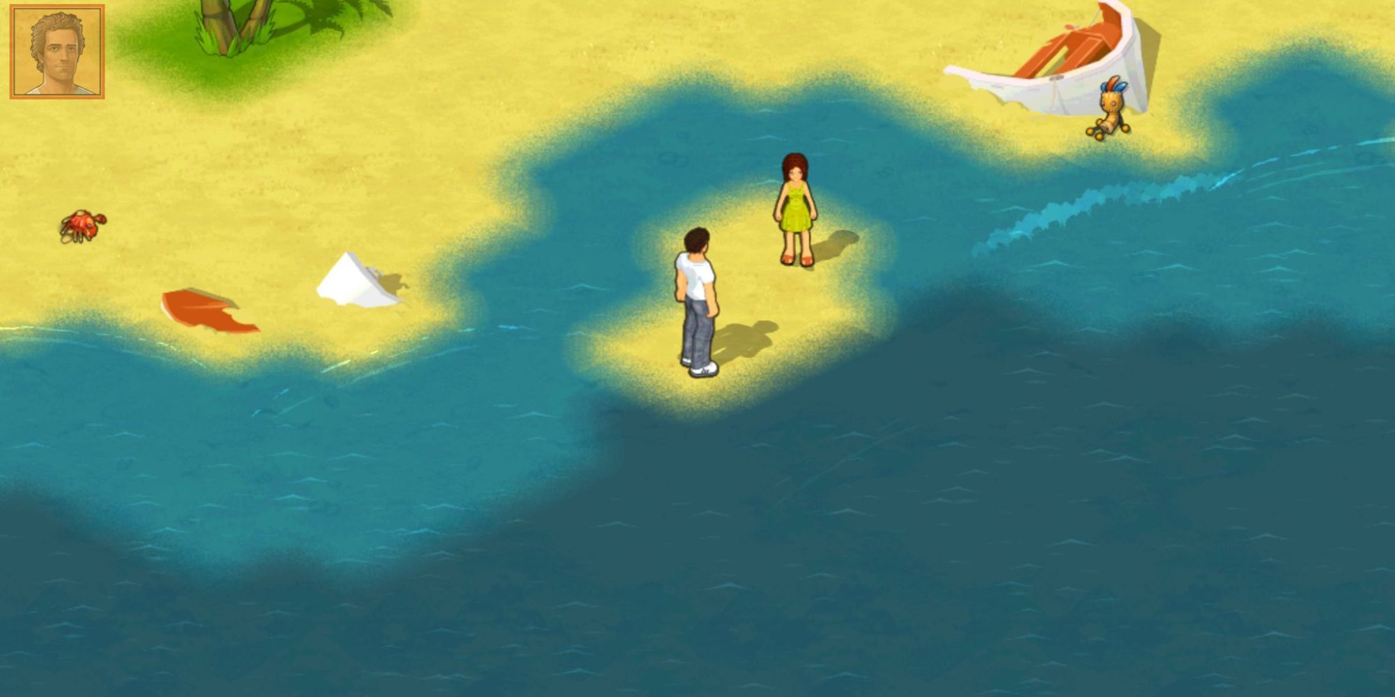 A sandy scene from the flash RPG Castaway.