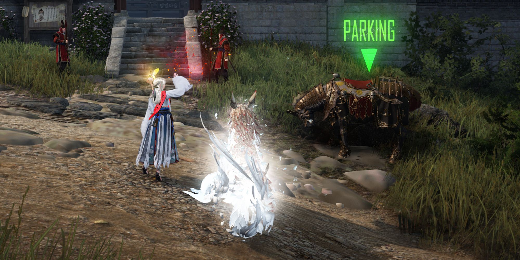 Black Desert Online Parking Horse by a temple