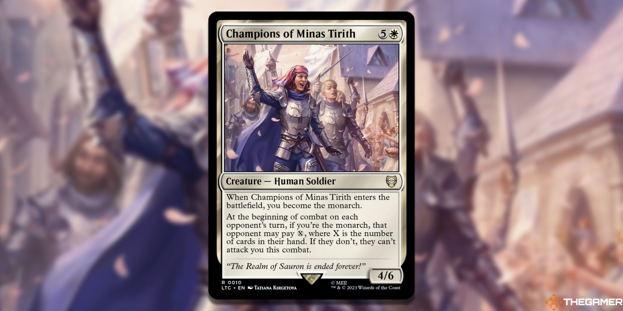 Image of the Champions of Minas Tirith card in Magic: The Gathering, with art by Tatiana Kirgetowa