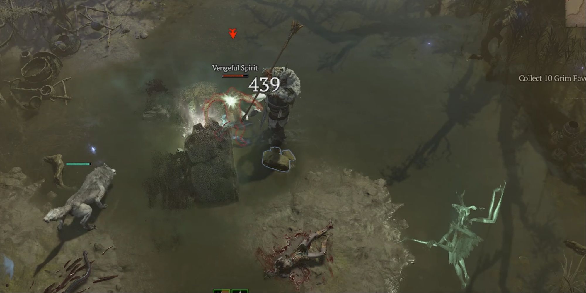 Diablo 4: A Druid moving earth against demons in the swamp