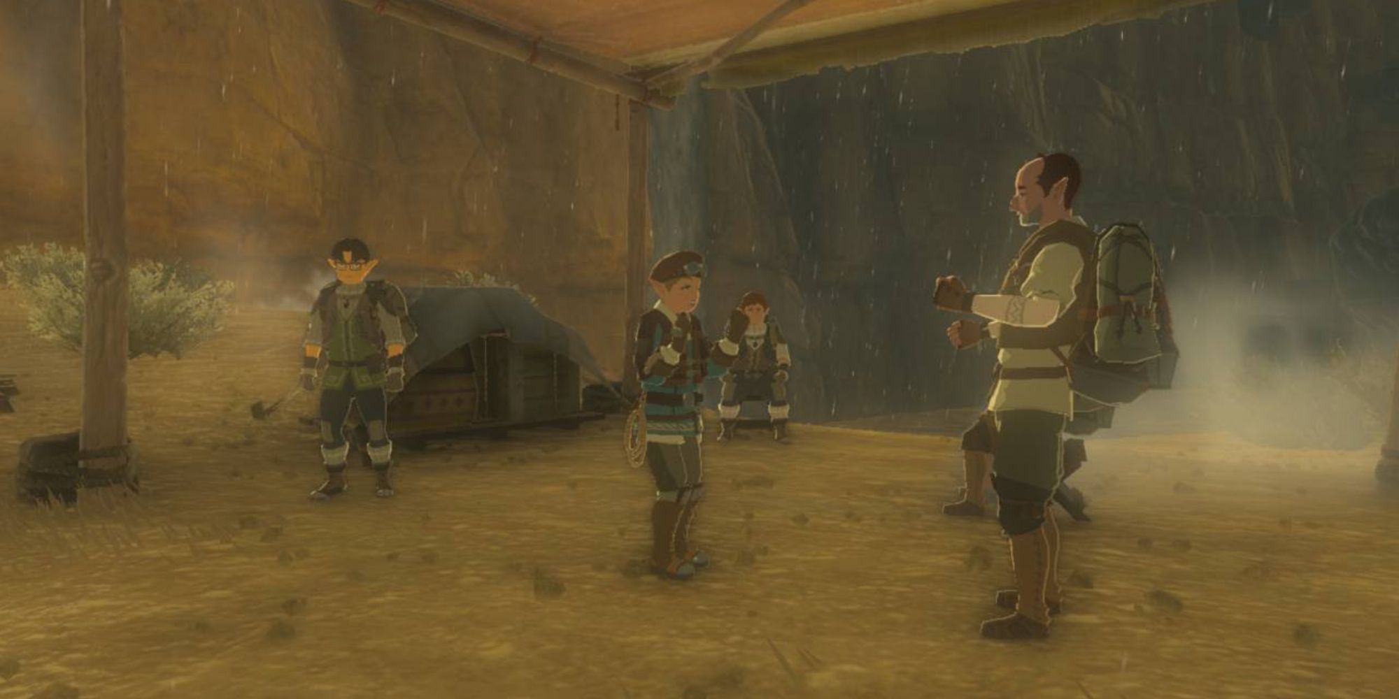 Travellers Meet With Quince At Gerudo Canyon Camp Tent