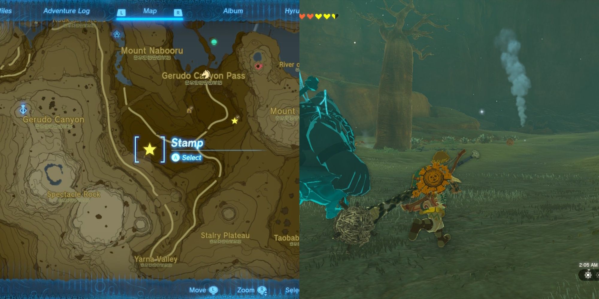 Map Location And Link Running Toward Smoke Of Giro Campfire